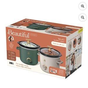2-Quart Slow Cookers Set - Green and Cream